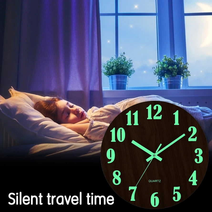 Horloge Bois Épurée – Chiffres Lumineux & Silencieux