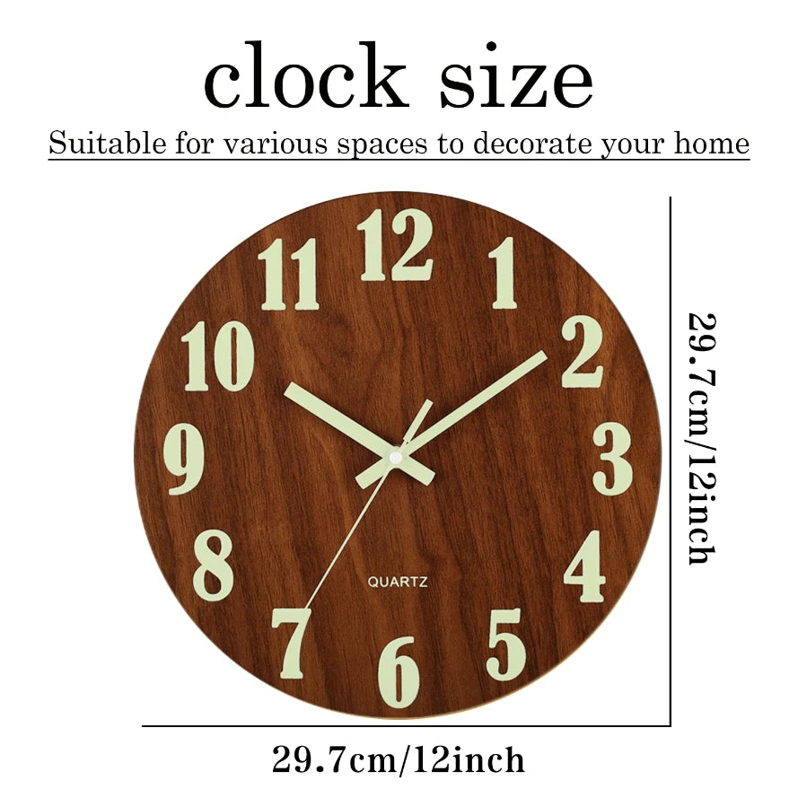 Horloge Bois Épurée – Chiffres Lumineux & Silencieux