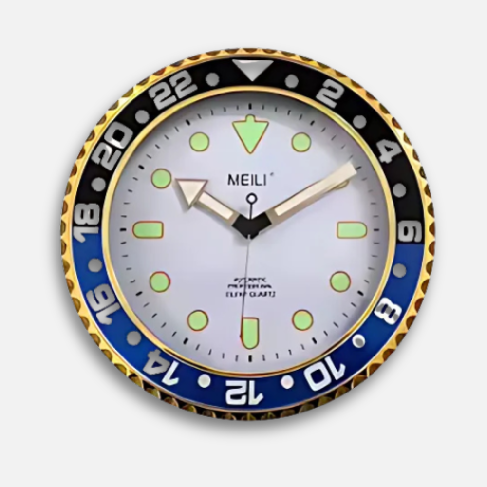 Horloge Murale Montre Luxe Lumineuse | Style Plongée Premium | 30cm Silencieuse