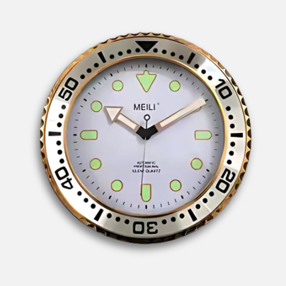 Horloge Murale Montre Luxe Lumineuse | Style Plongée Premium | 30cm Silencieuse
