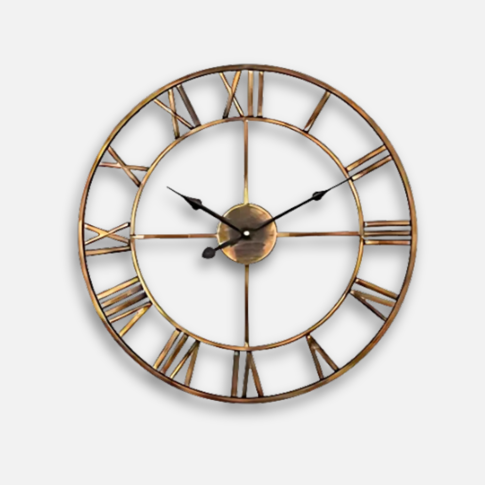 Horloge Murale Rétro Métal | Chiffres Romains Ajourée | Vintage 40cm Silencieuse