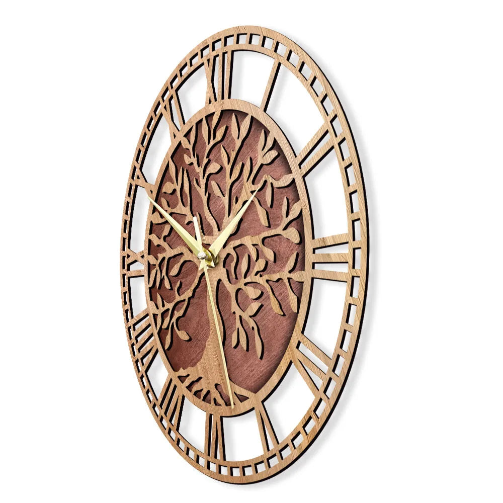 Horloge Arbre de Vie Bois | Énergie Positive Ferme | Silencieuse