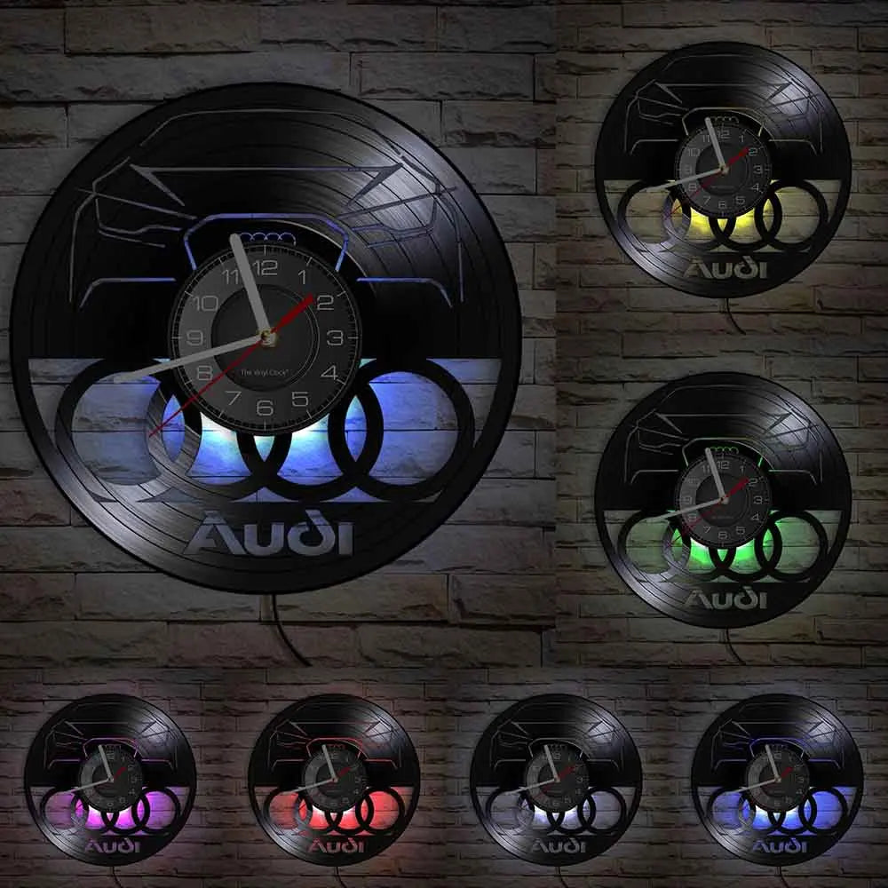 Horloge Vinyle Audi | Disque Recyclé Découpe Laser | Silencieuse