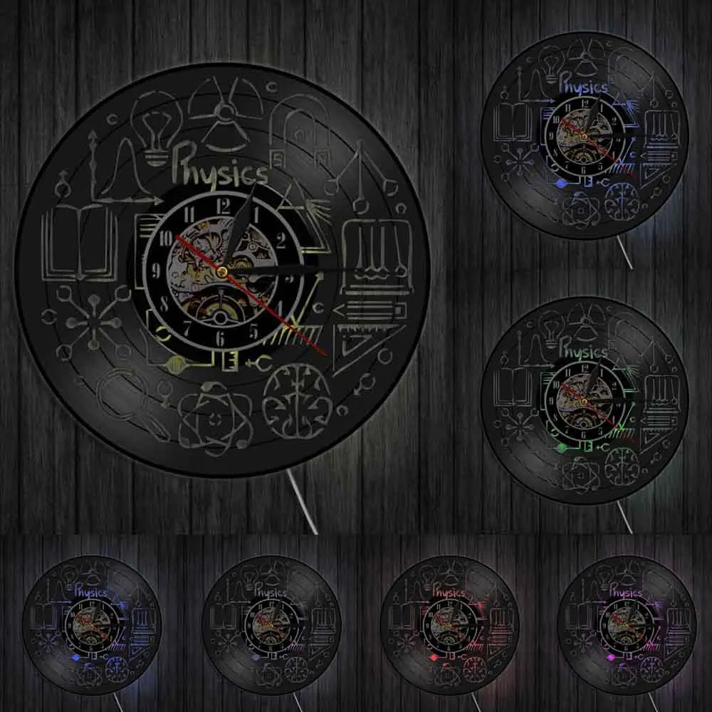 Horloge Vinyle Design Sciences | Motifs Physique Écologique | Recyclé 30cm LED