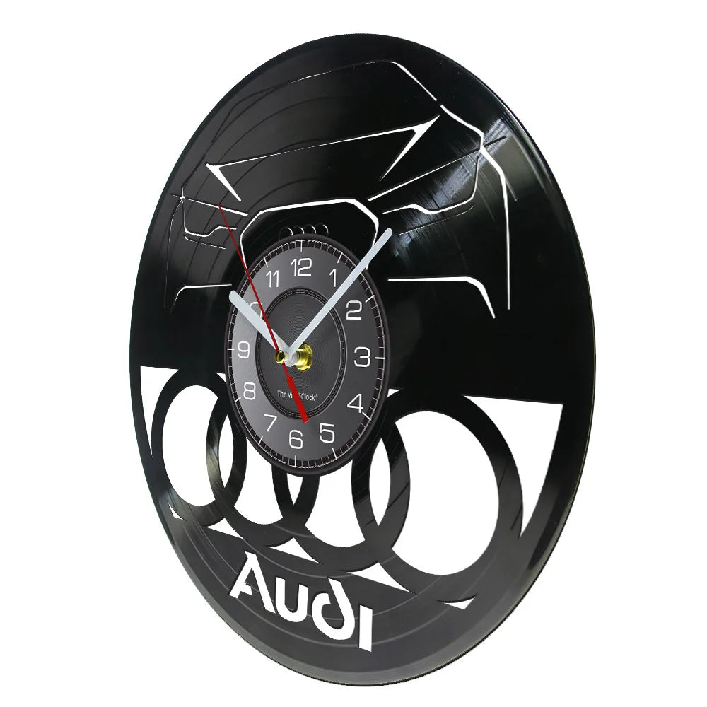 Horloge Vinyle Audi | Disque Recyclé Découpe Laser | Silencieuse