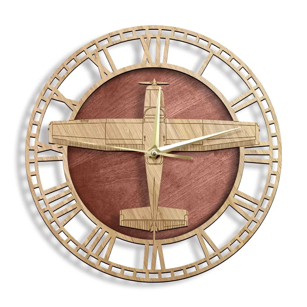 Horloge Avion Bois Cessna | Design Aviateur Vintage | Silencieuse