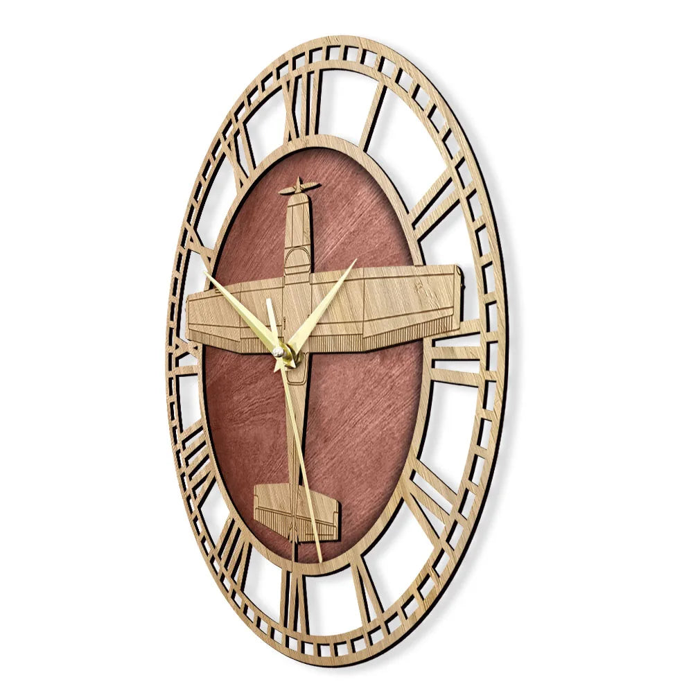Horloge Avion Bois Cessna | Design Aviateur Vintage | Silencieuse
