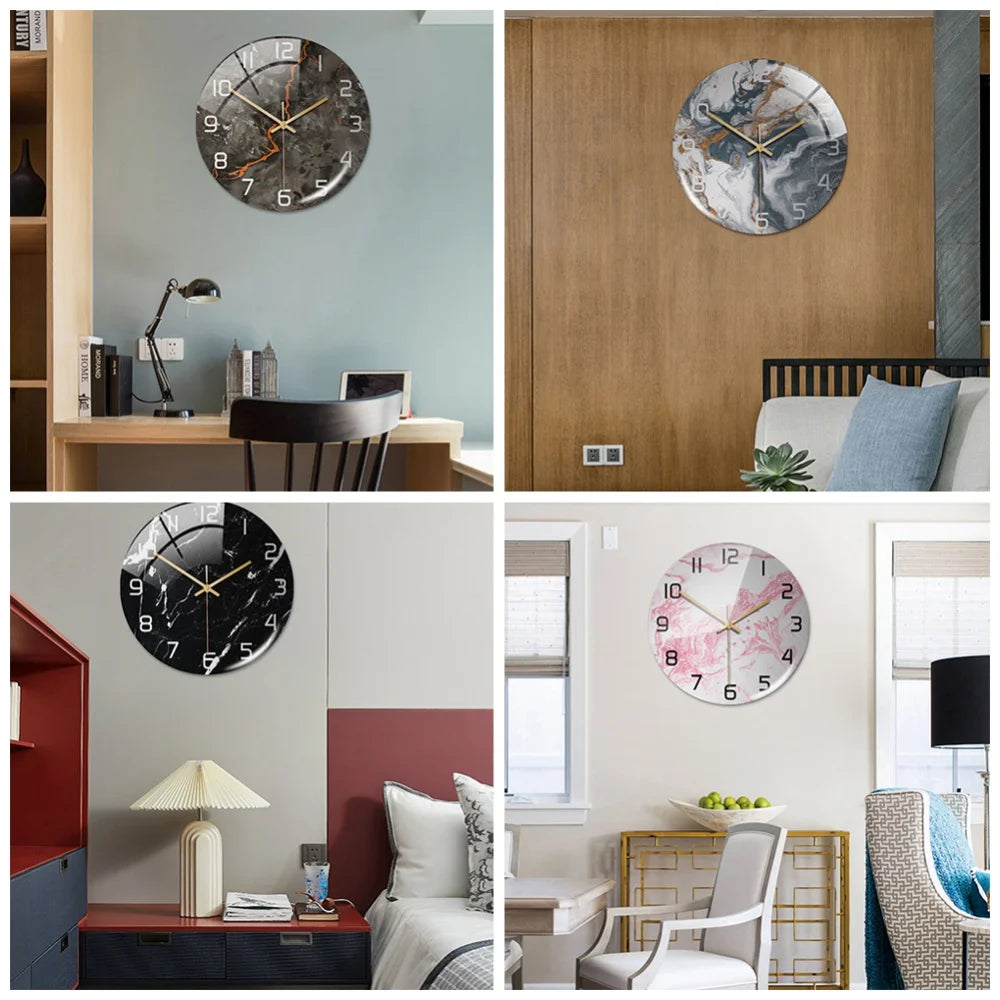 Horloge Marbre 3D Réaliste | Galerie Art Contemporain | Silencieuse