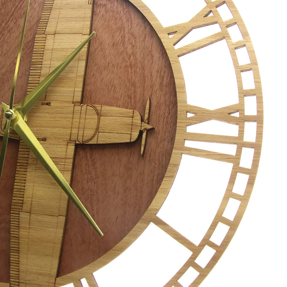 Horloge Avion Bois Cessna | Design Aviateur Vintage | Silencieuse