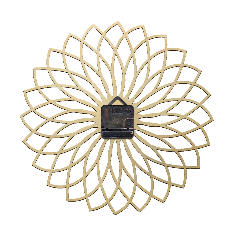 Horloge Mandala Bois Gravé | Design Floral Zen | Ultra-Silencieuse
