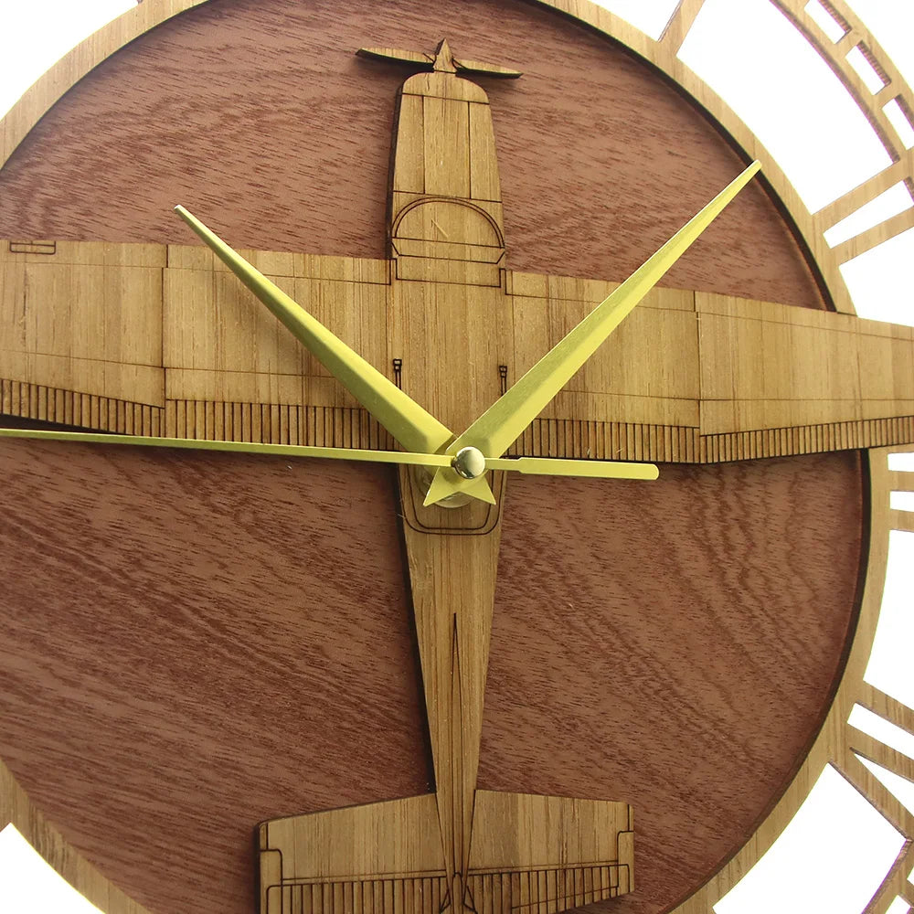 Horloge Avion Bois Cessna | Design Aviateur Vintage | Silencieuse