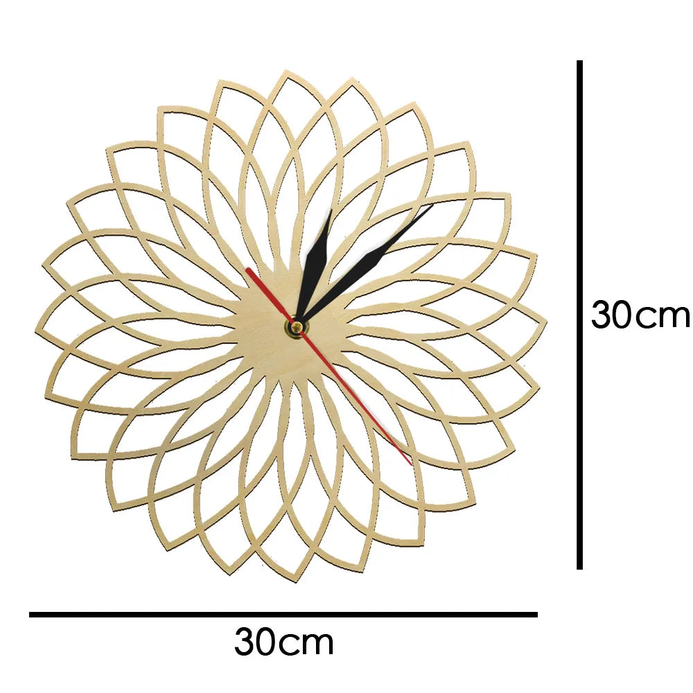 Horloge Mandala Bois Gravé | Design Floral Zen | Ultra-Silencieuse
