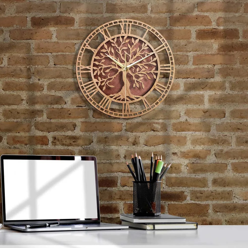 Horloge Arbre de Vie Bois | Énergie Positive Ferme | Silencieuse