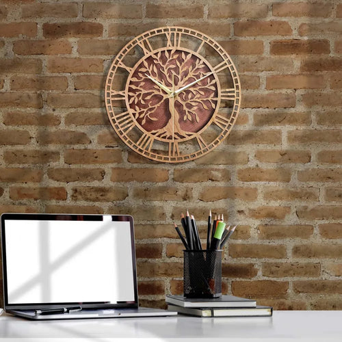 Horloge Arbre de Vie Bois | Énergie Positive Ferme | Silencieuse