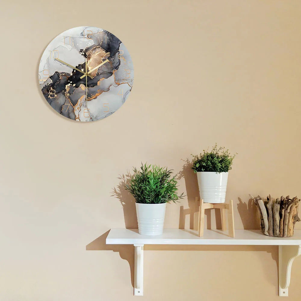 Horloge Art Moderne LED | 7 Couleurs Télécommande | Effet Marbre