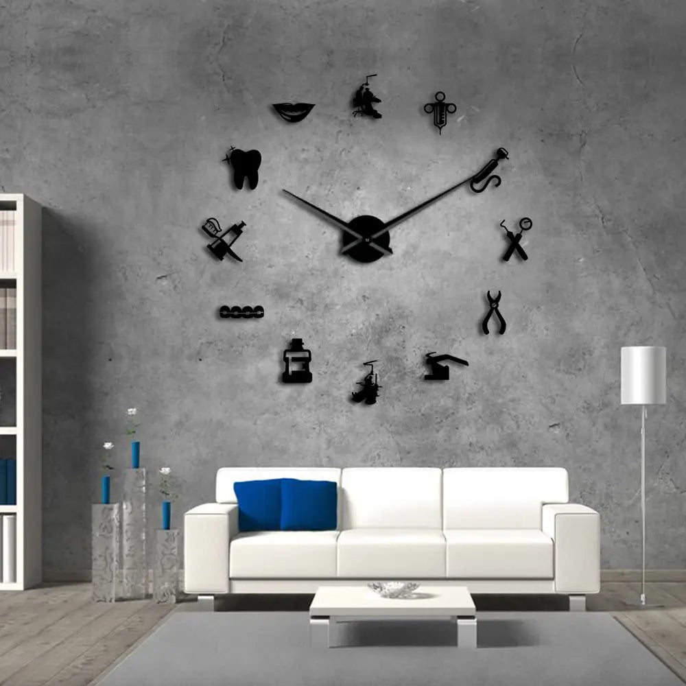 Horloge Murale Géante Dentiste DIY | Design 3D Professionnel | 69-120cm Silencieuse