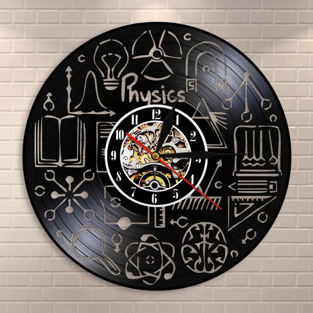 Horloge Vinyle Design Sciences | Motifs Physique Écologique | Recyclé 30cm LED