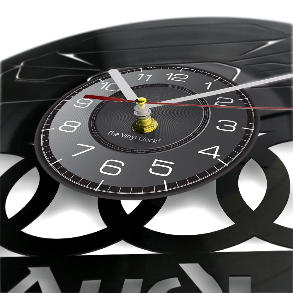 Horloge Vinyle Audi | Disque Recyclé Découpe Laser | Silencieuse