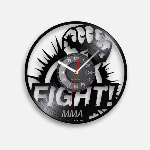 Horloge Murale Design MMA | Vinyle Recyclé Silencieuse | Sports Combat 30cm
