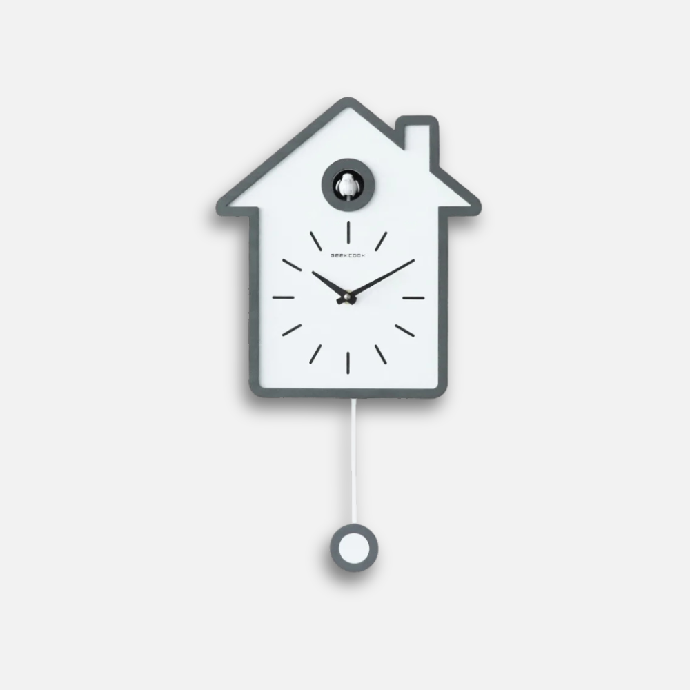 Horloge Coucou Nordique | Design Minimaliste Rouge Balancier | Sun Taiwan