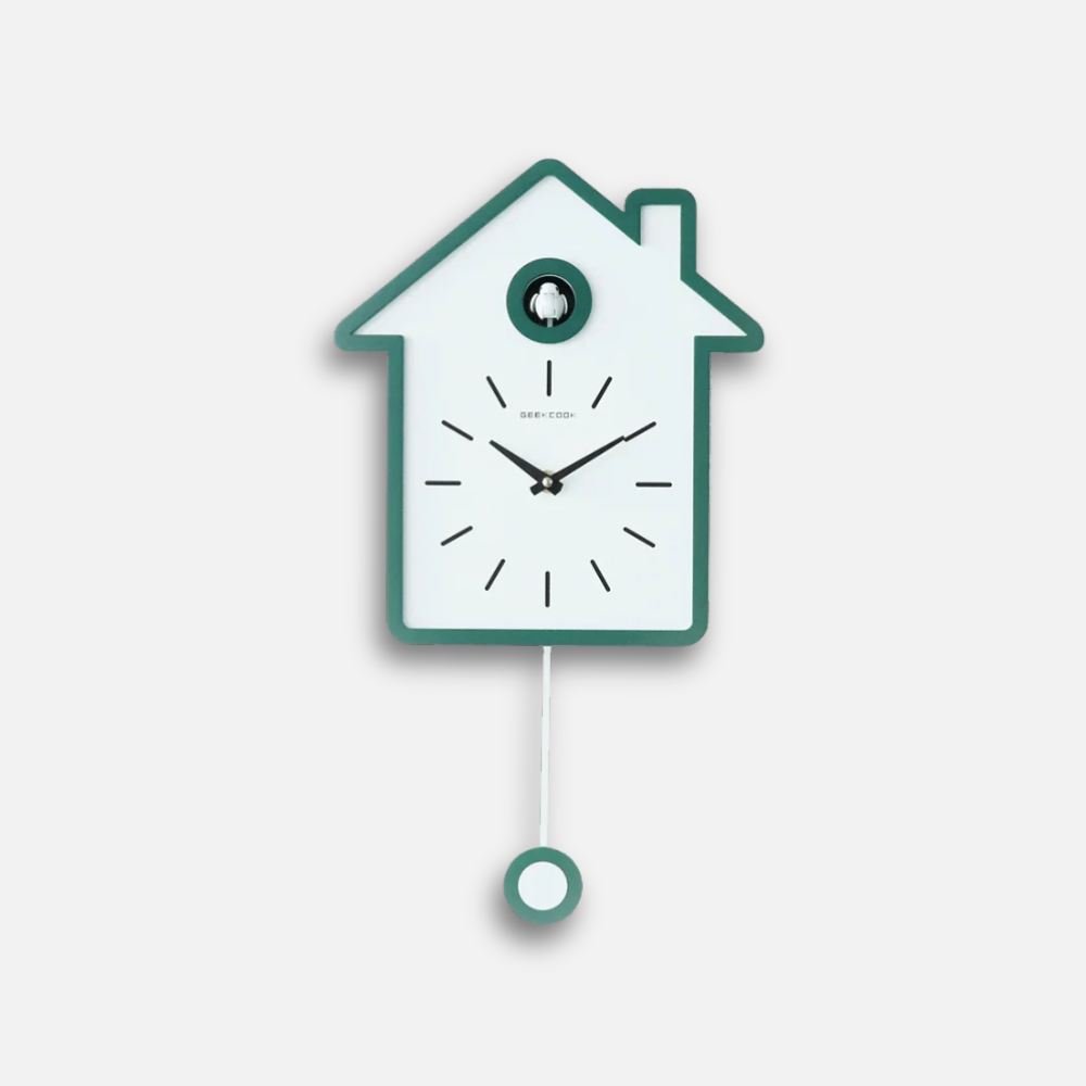 Horloge Coucou Nordique | Design Minimaliste Rouge Balancier | Sun Taiwan