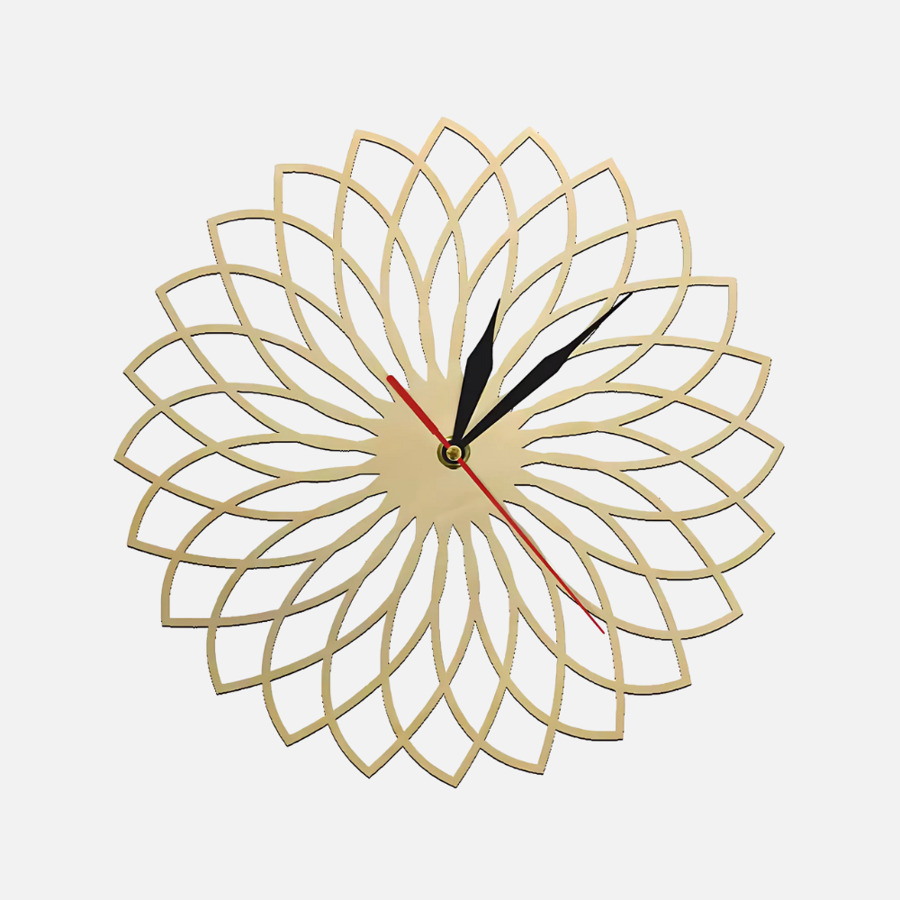 Horloge Mandala Bois Gravé | Design Floral Zen | Ultra-Silencieuse