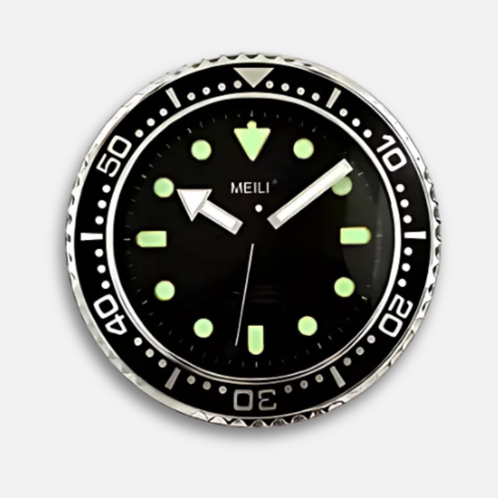 Horloge Murale Montre Luxe Lumineuse | Style Plongée Premium | 30cm Silencieuse