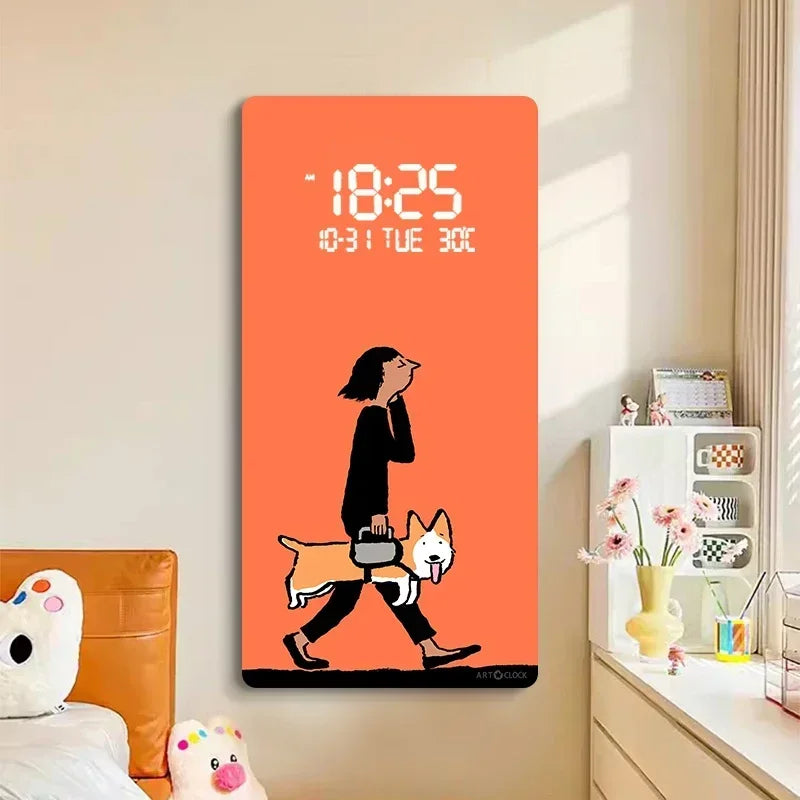 Horloge Murale Silencieuse LED | Design Coréen Digital | Affichage Heure Date Température