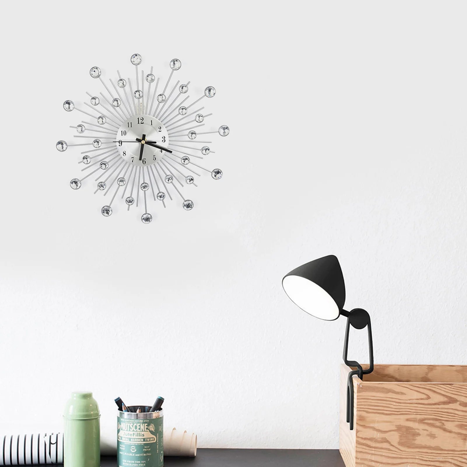 Horloge Design Cristallins | Élégance Brillante Chic | Luxe Intérieur 30cm