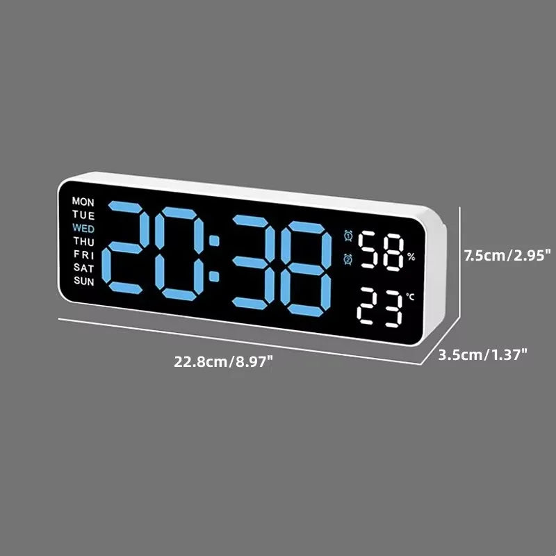 Horloge LED 12 Pouces Intelligente | Affichage Vert Multi-Fonctions | Hygromètre