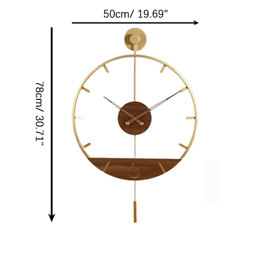 Horloge Design Rétro Balancier | Métal Bois Silencieuse | Grande 60cm Moderne