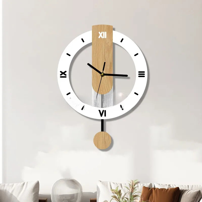 Horloge Balancier Scandinave | Bois Acrylique Pendule | Silencieuse
