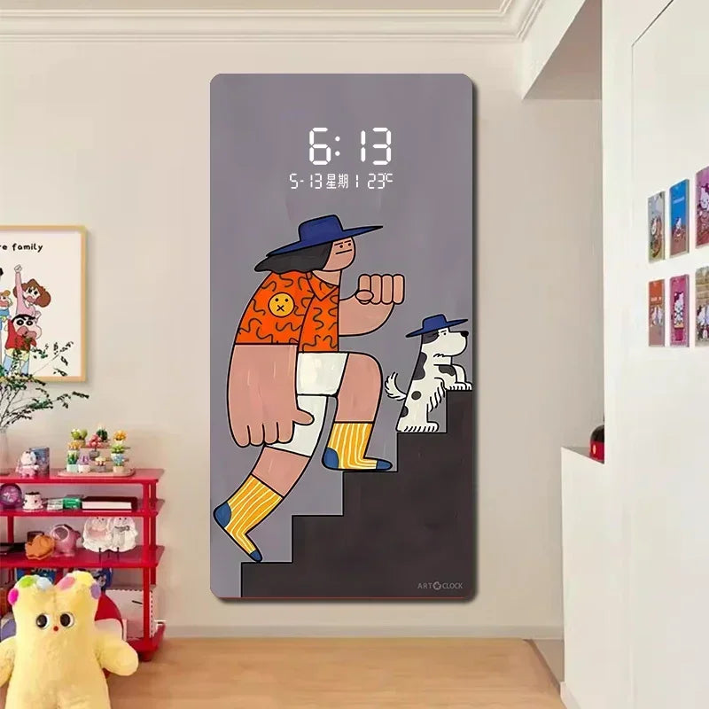 Horloge Murale Silencieuse LED | Design Coréen Digital | Affichage Heure Date Température