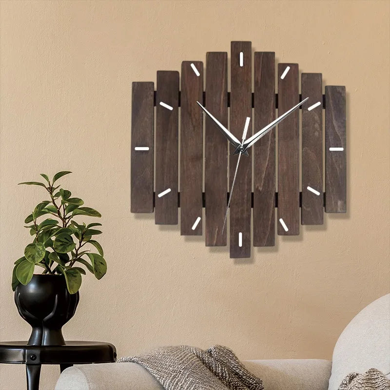Horloge Bois Massif | Design Lamelles Unique | Silent Sweep