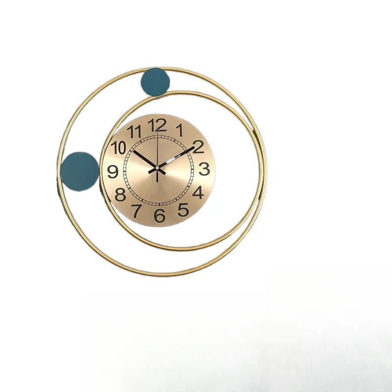 Horloge Design Circulaire | Anneaux Dorés Geometric Art | Silencieuse