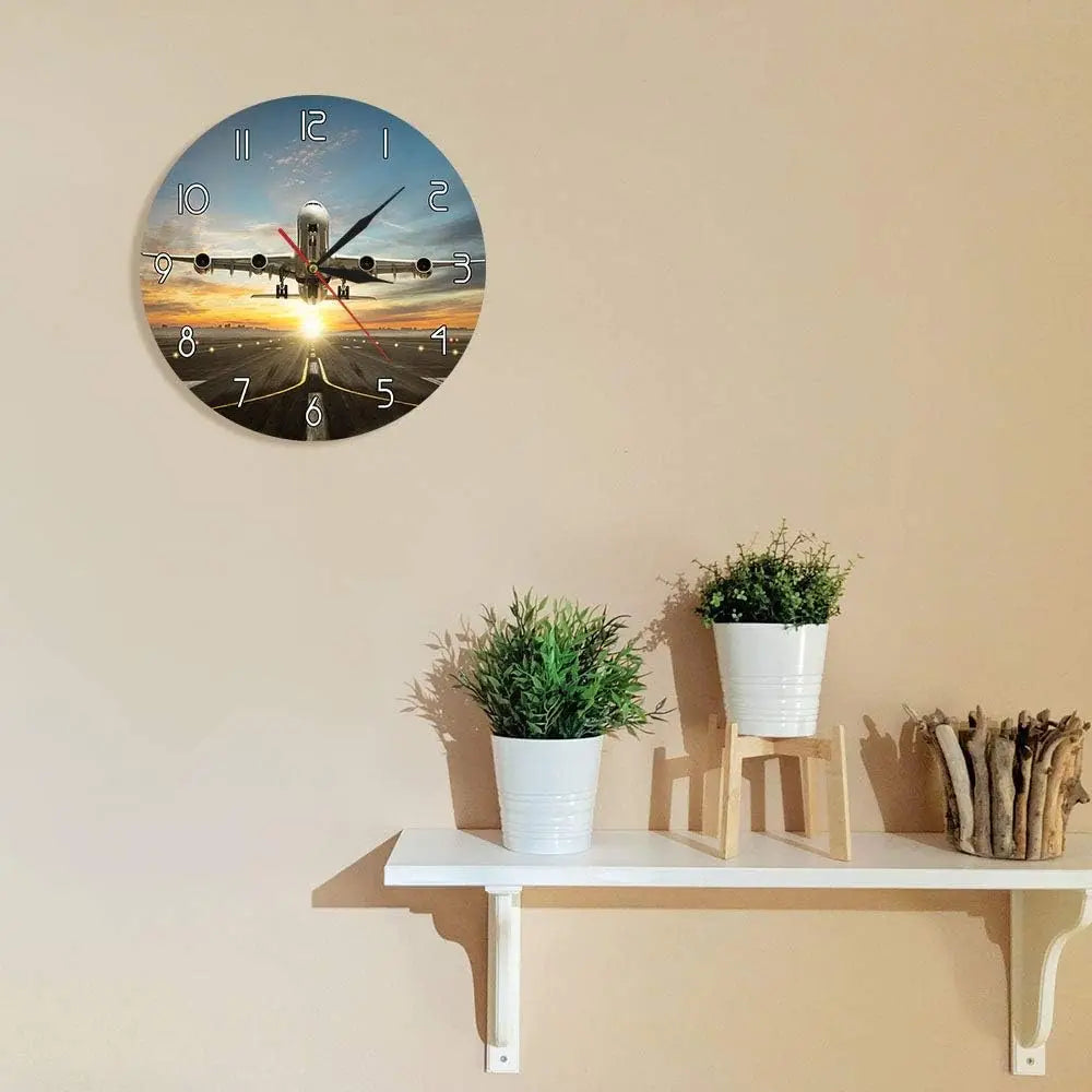 Horloge Avion Photo Réaliste | Évasion Aéronautique | Silencieuse