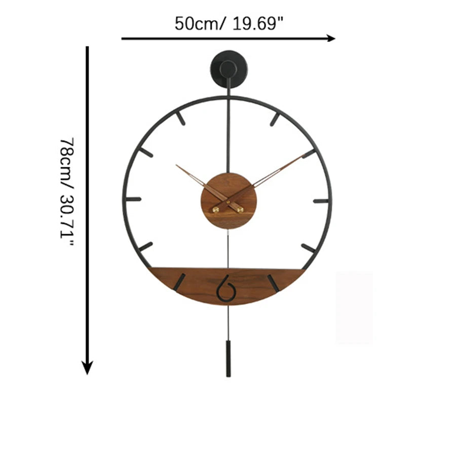 Horloge Design Rétro Balancier | Métal Bois Silencieuse | Grande 60cm Moderne