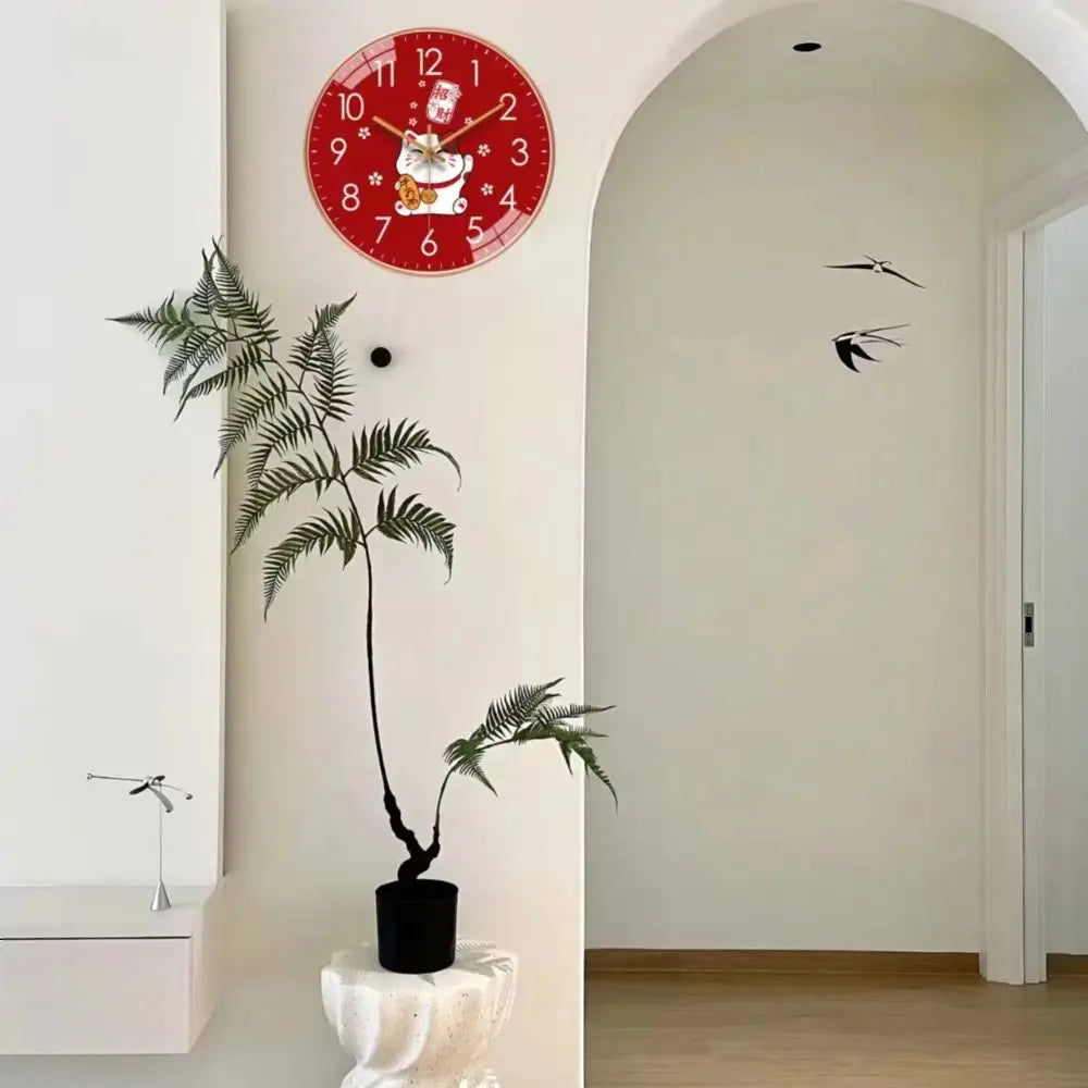 Horloge Chat Japonais | Maneki Neko Porte-Bonheur | Silencieuse