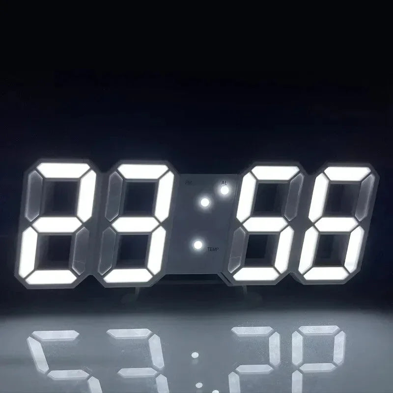 Horloge Numérique LED 3D | Affichage Moderne Épuré | Multifonction 23cm