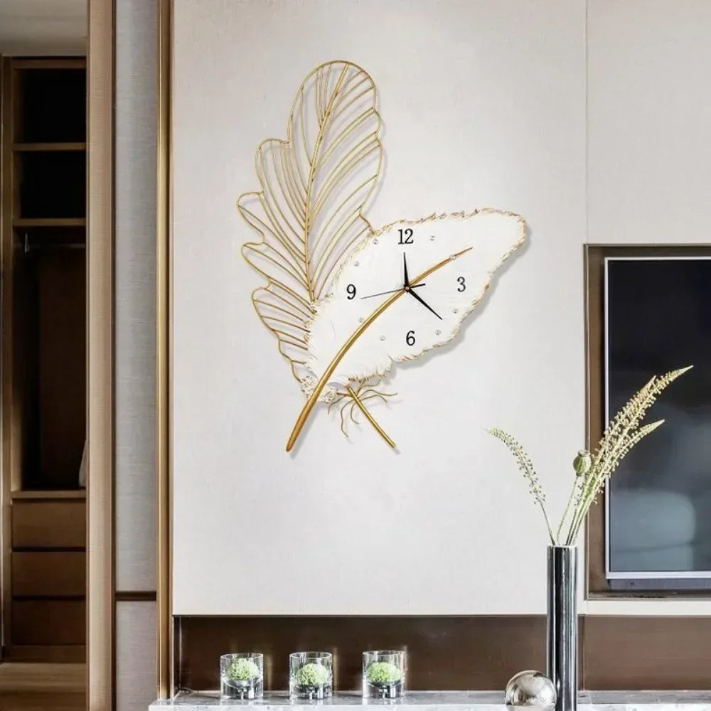 Horloge Murale Feuille Design | Artistique Salon Raffiné | Élégante 78cm