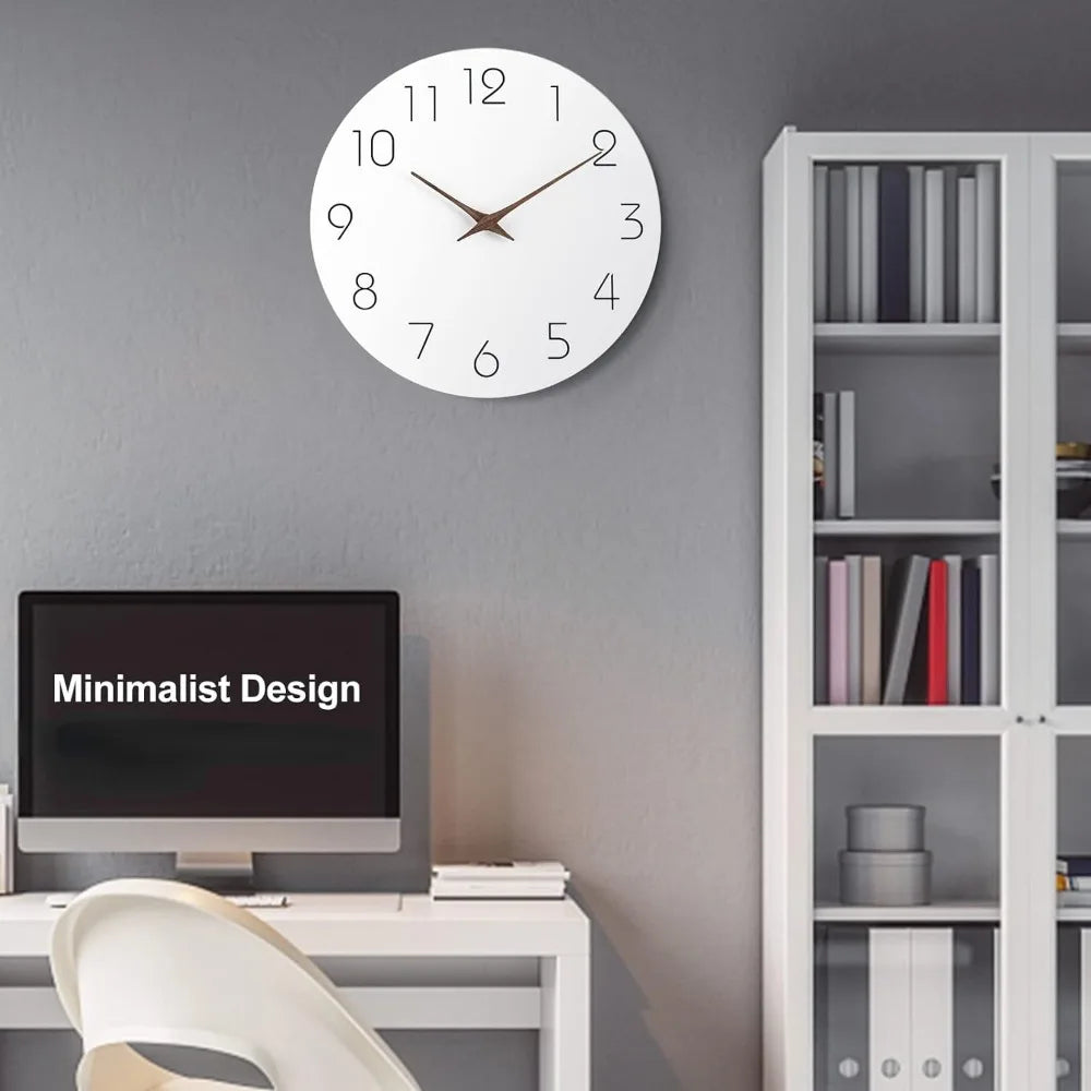 Horloge Murale Minimaliste Blanche | Design Moderne Silencieuse | 25-30cm Épurée