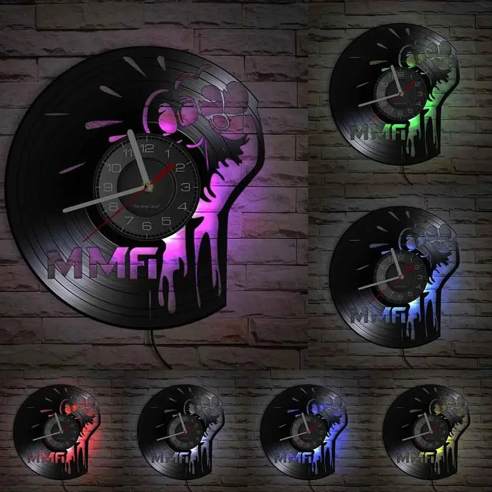 Horloge Murale Design MMA | Vinyle Recyclé Silencieuse | Sports Combat 30cm