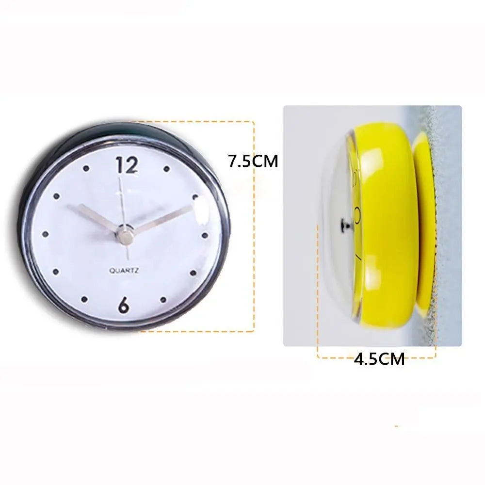 Mini Horloge Ventouse Étanche | Salle Bain Douche | Compact 7,5cm