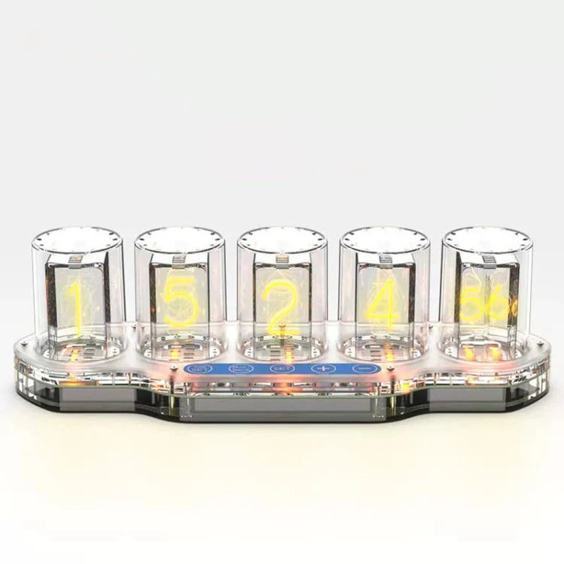Horloge Nixie Tube Authentique | 5 Tubes RGB Transparent | Bureau
