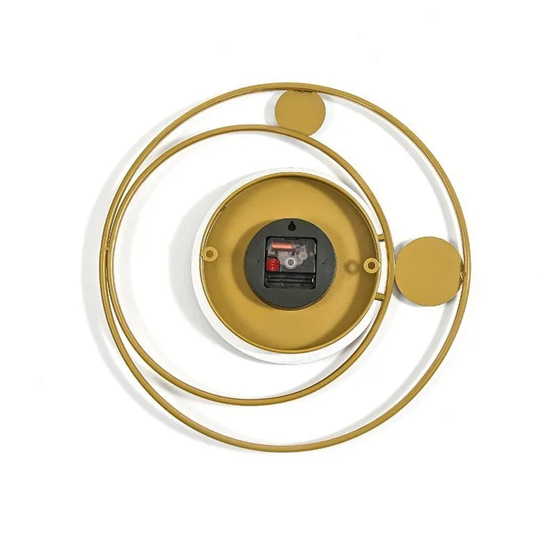 Horloge Design Circulaire | Anneaux Dorés Geometric Art | Silencieuse