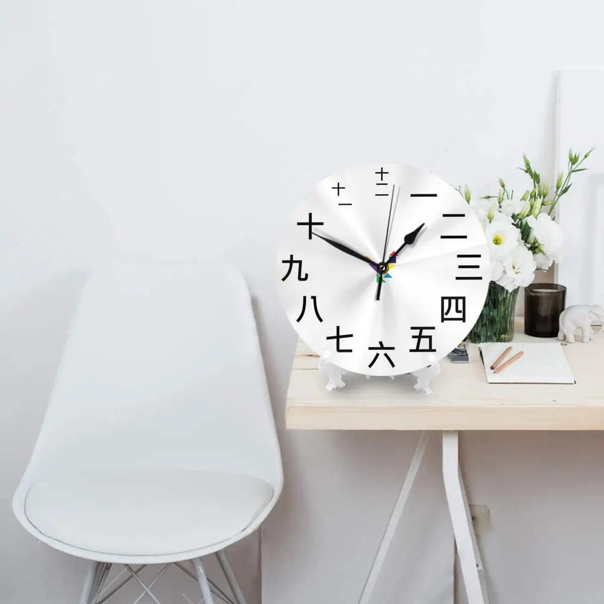 Horloge Murale Chiffres Chinois | Design Zen Oriental | Décoration Asiatique 25cm