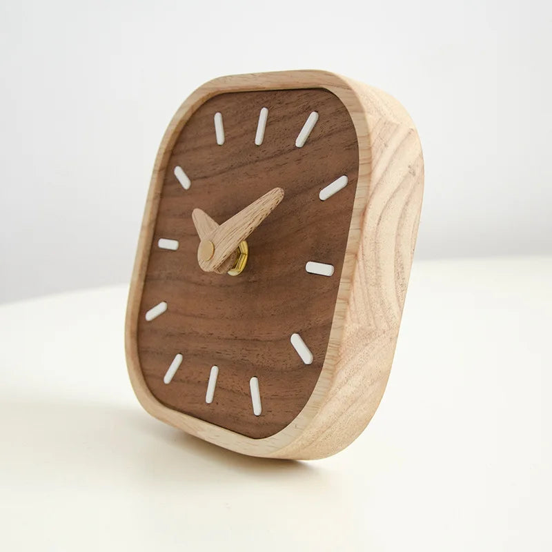 Petite Horloge Noyer Nordique | Minimaliste Artisanal | Silencieuse