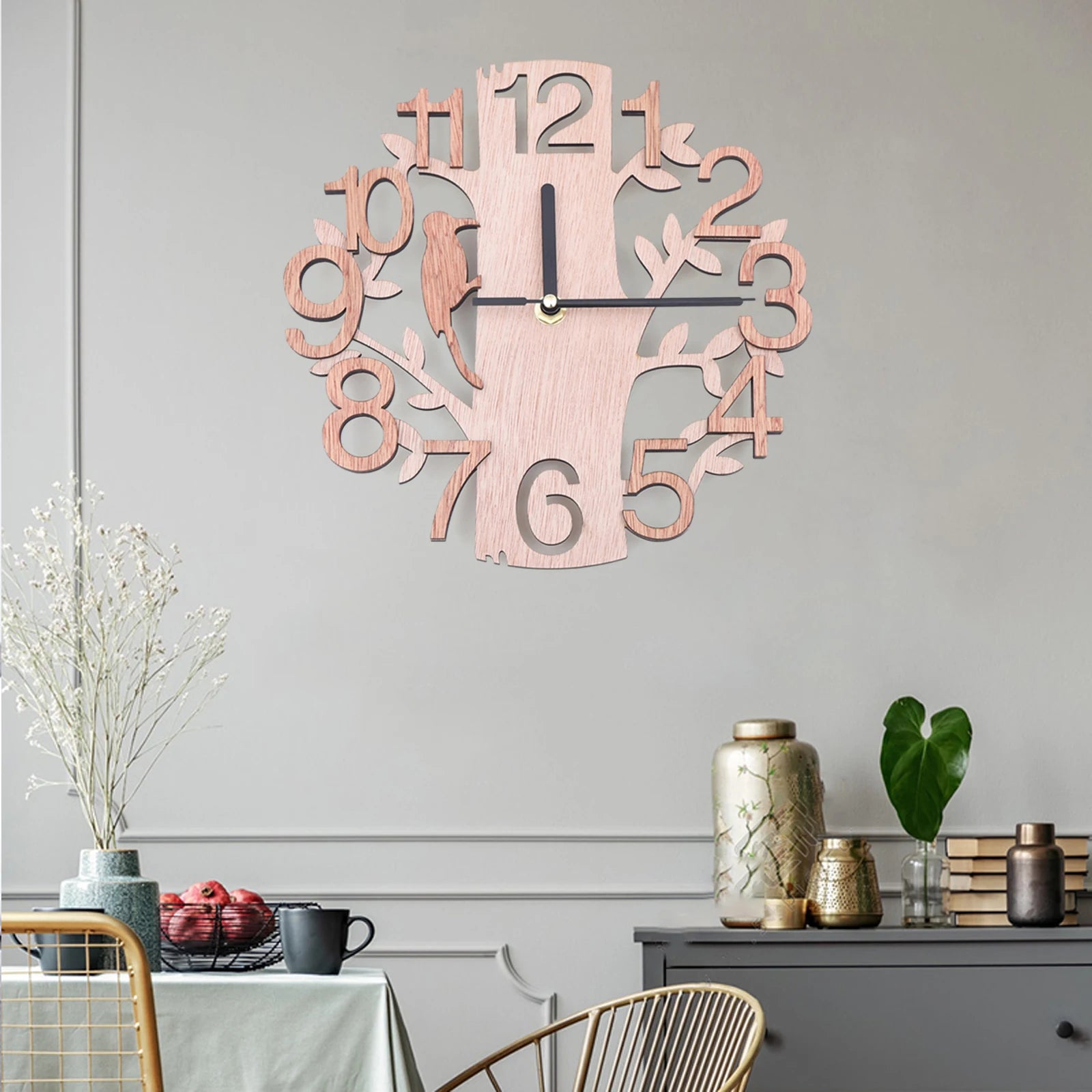 Horloge Murale Bois Arbre Vintage | Design Naturel 3D | Silencieuse 23cm