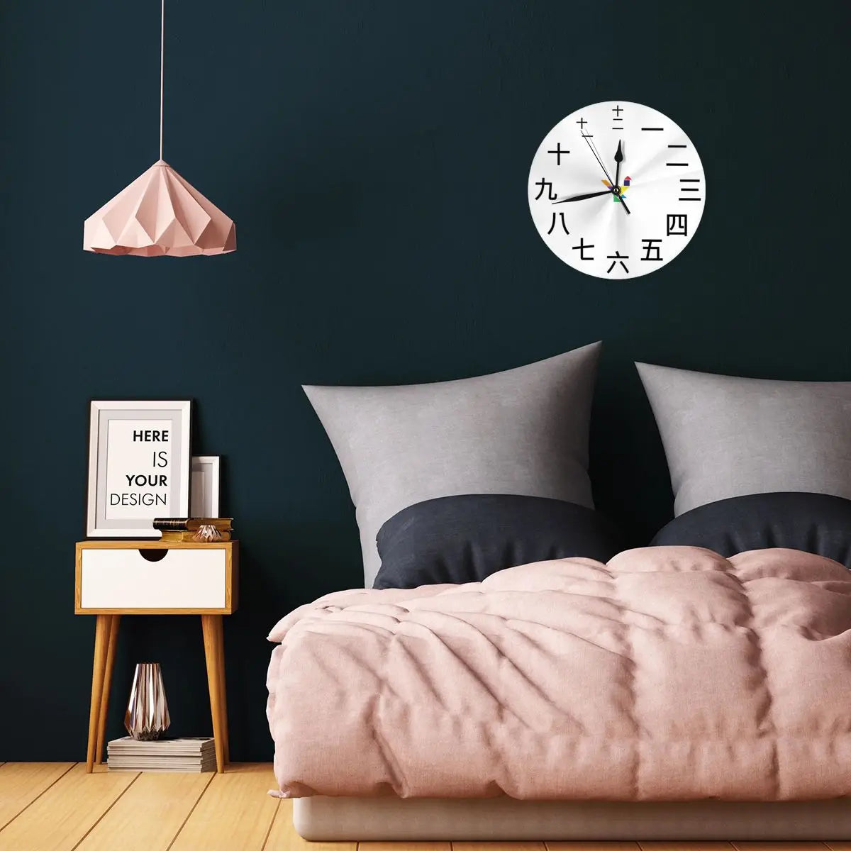 Horloge Murale Chiffres Chinois | Design Zen Oriental | Décoration Asiatique 25cm