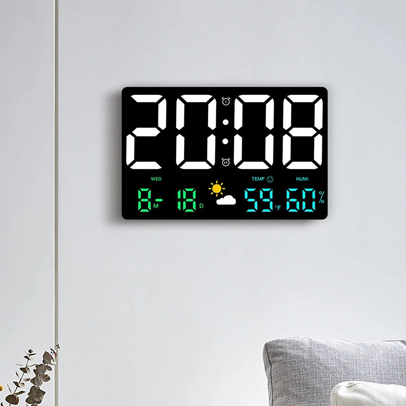 Horloge Murale LED Multifonction | Température Humidité Météo | Télécommande 24cm
